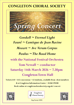 Congleton Spring Congleton Choral Society - 14/03/2026 7:30pm - Choral Society: Spring ...