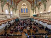 Final rehearsal in full swing from the Town Hall balcony