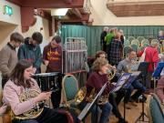 The percussion and French horn sections